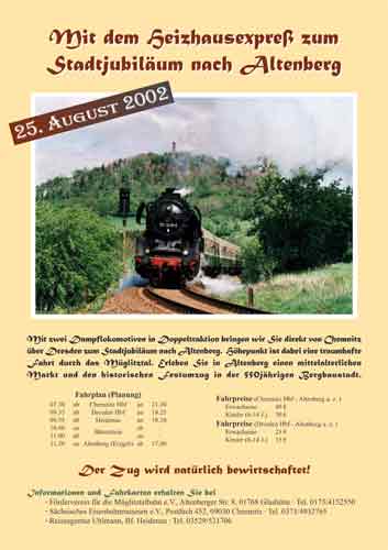 Plakat zur Sonderfahrt am 25.08.2002